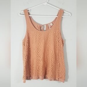 LC Lauren Conrad Floral Stitched Overlay w/ Lining. Tank Top. Back Tie. Size XS.